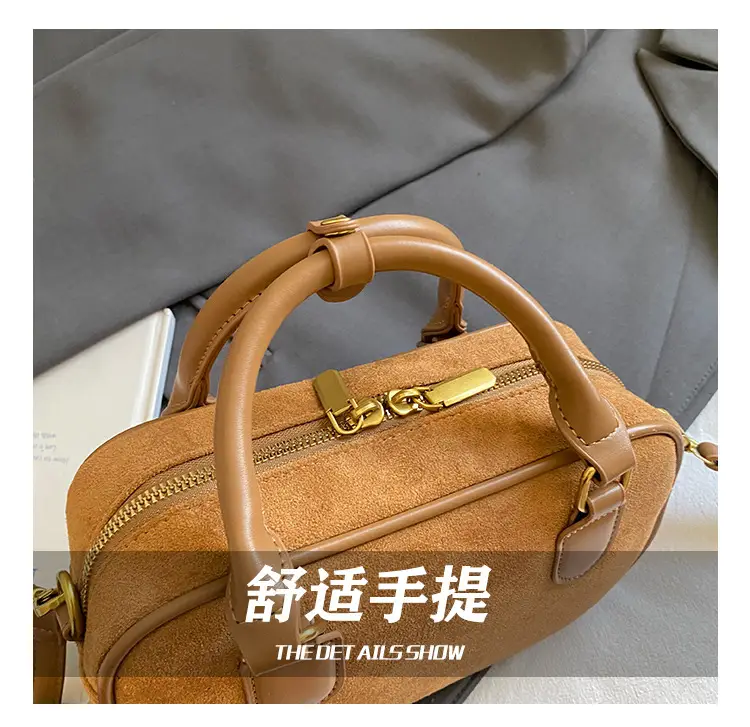 Brown Textured Shoulder Bag for Women Autumn Style — feature 5