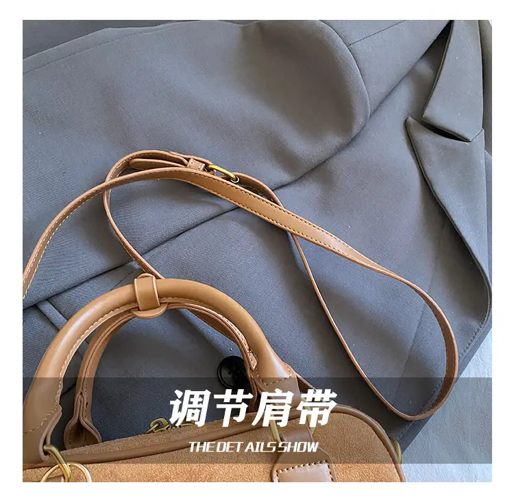 Brown Textured Shoulder Bag for Women Autumn Style — feature 6