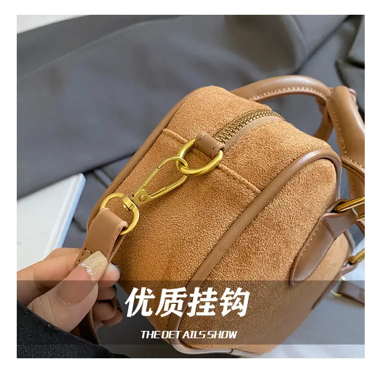 Brown Textured Shoulder Bag for Women Autumn Style — feature 7