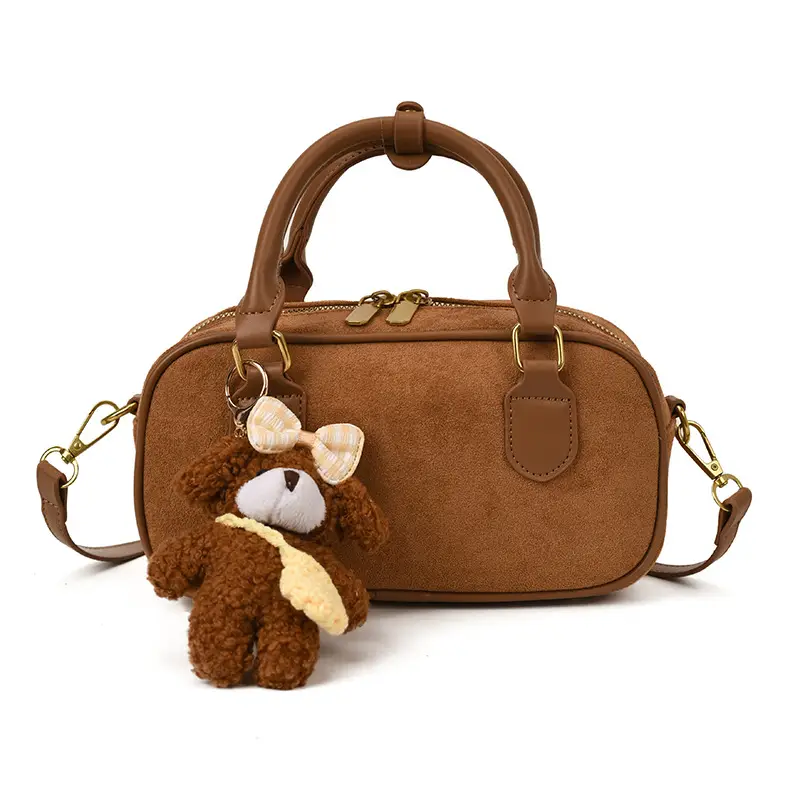 Brown Textured Shoulder Bag for Women Autumn Style - Image 2