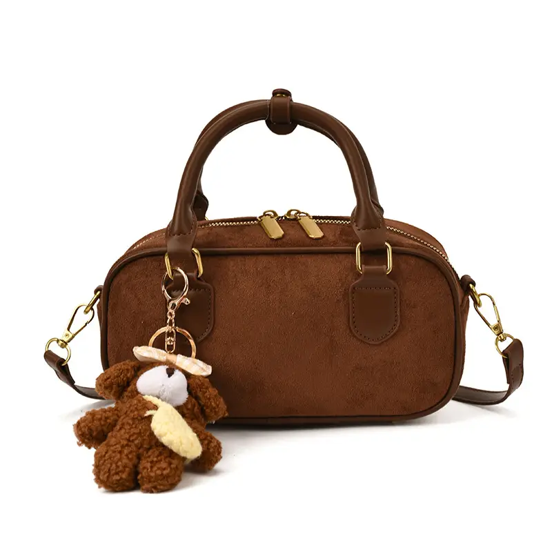 Brown Textured Shoulder Bag for Women Autumn Style - Image 3