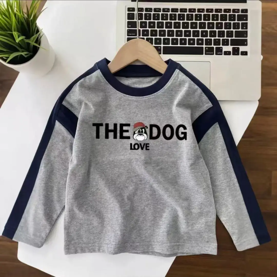 Boys Long Sleeve T-Shirt White Blue "The Dog Love" Kids 2025 - Image 3