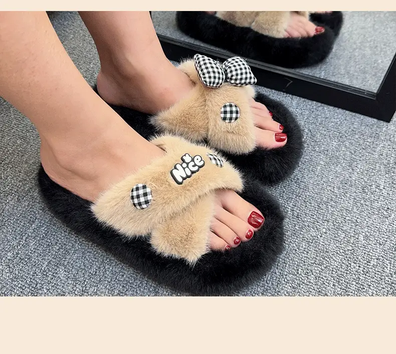 Women Furry Slippers Korean Style Autumn Winter 2025 — feature 17