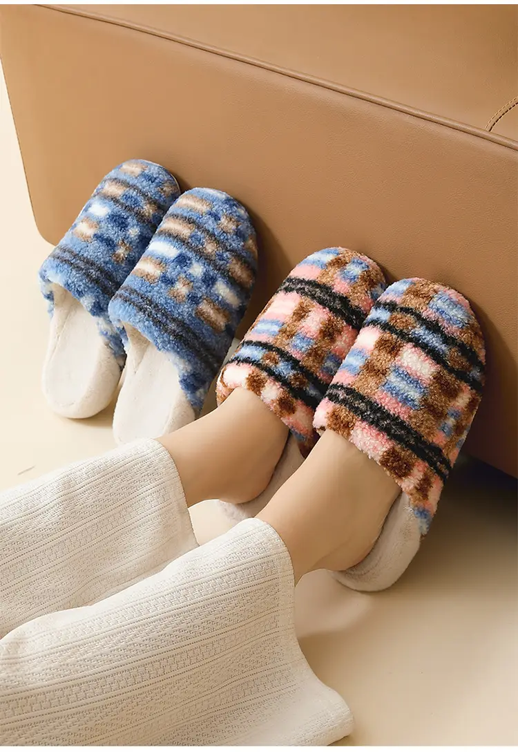 High-End Home Indoor Cotton Slippers for Women Winter Plush Warm Home Floor Soft Bottom Silent Male Couple Thick Bottom — feature 11