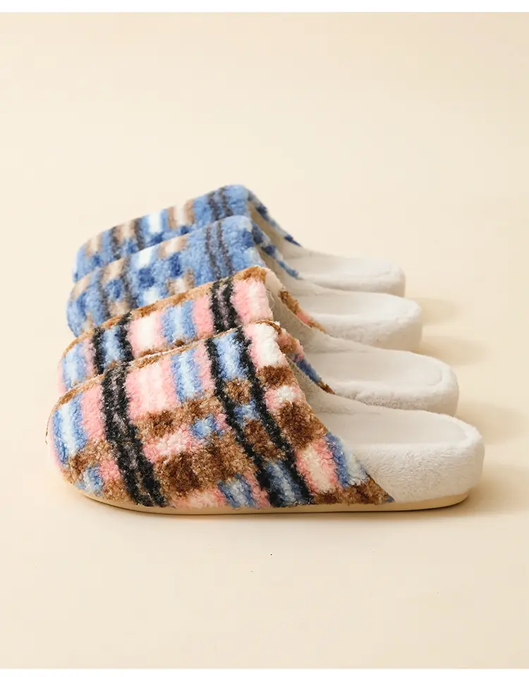 High-End Home Indoor Cotton Slippers for Women Winter Plush Warm Home Floor Soft Bottom Silent Male Couple Thick Bottom — feature 20