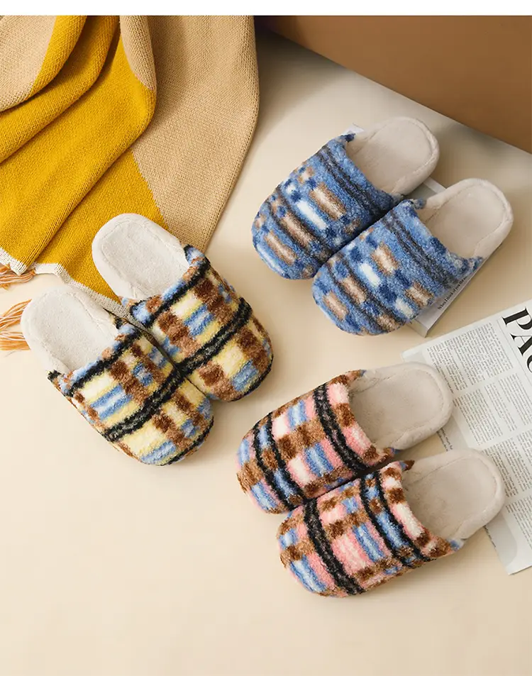 High-End Home Indoor Cotton Slippers for Women Winter Plush Warm Home Floor Soft Bottom Silent Male Couple Thick Bottom — feature 21