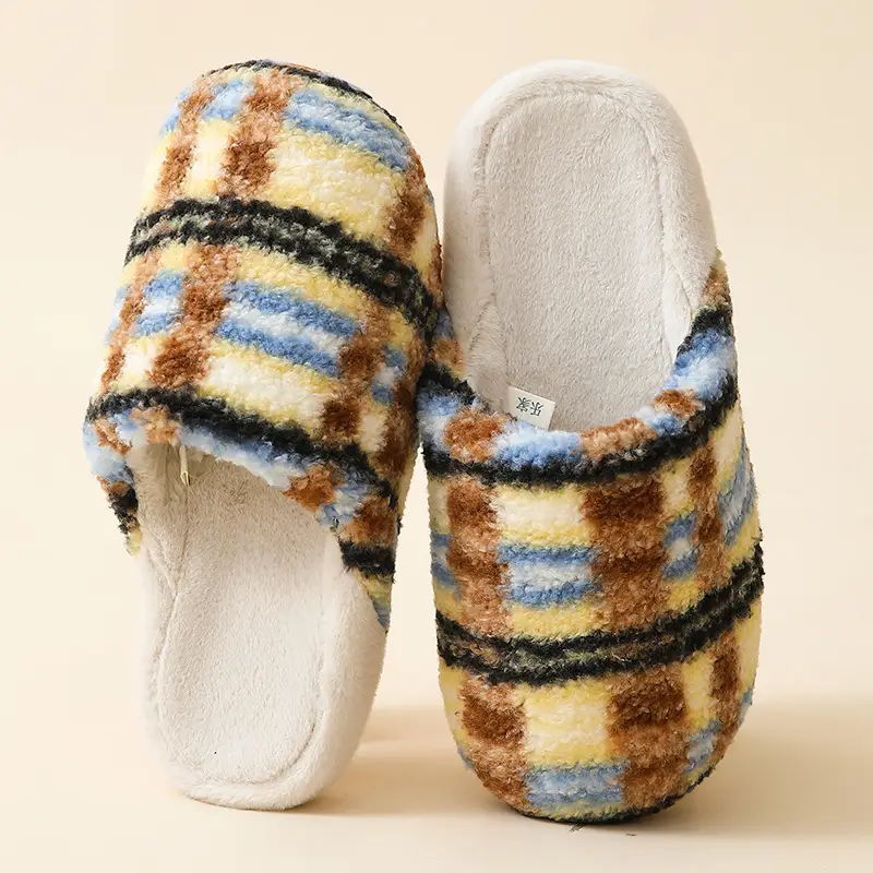 High-End Home Indoor Cotton Slippers for Women Winter Plush Warm Home Floor Soft Bottom Silent Male Couple Thick Bottom - Image 2