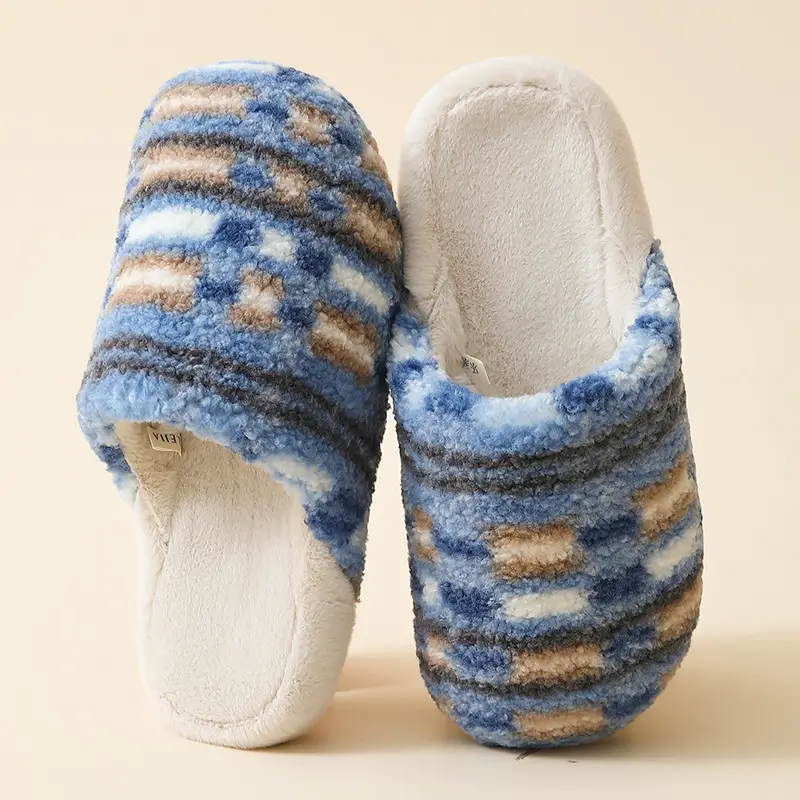High-End Home Indoor Cotton Slippers for Women Winter Plush Warm Home Floor Soft Bottom Silent Male Couple Thick Bottom - Image 3