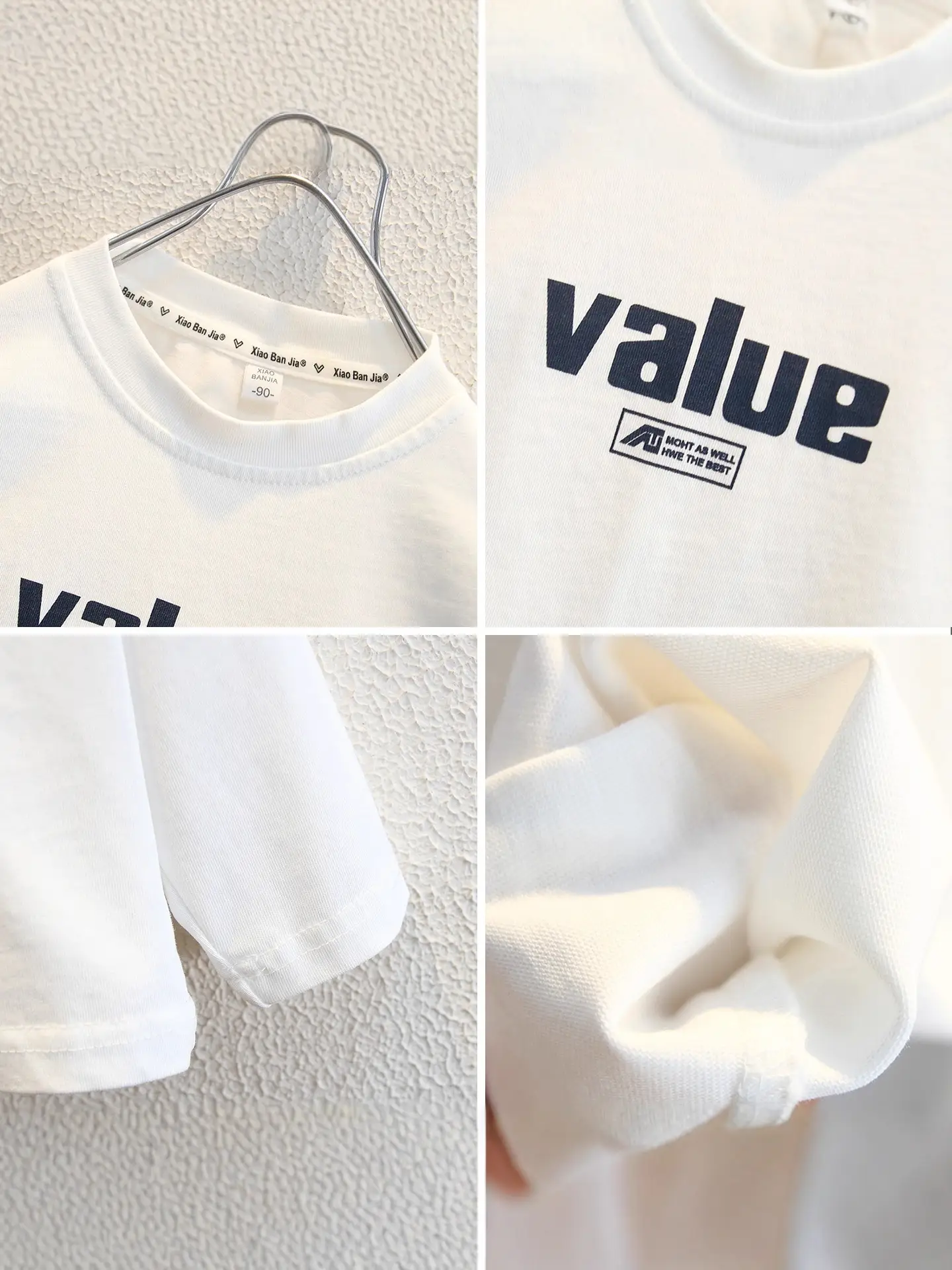 Boys White Letter Print Long Sleeve T-Shirt Set