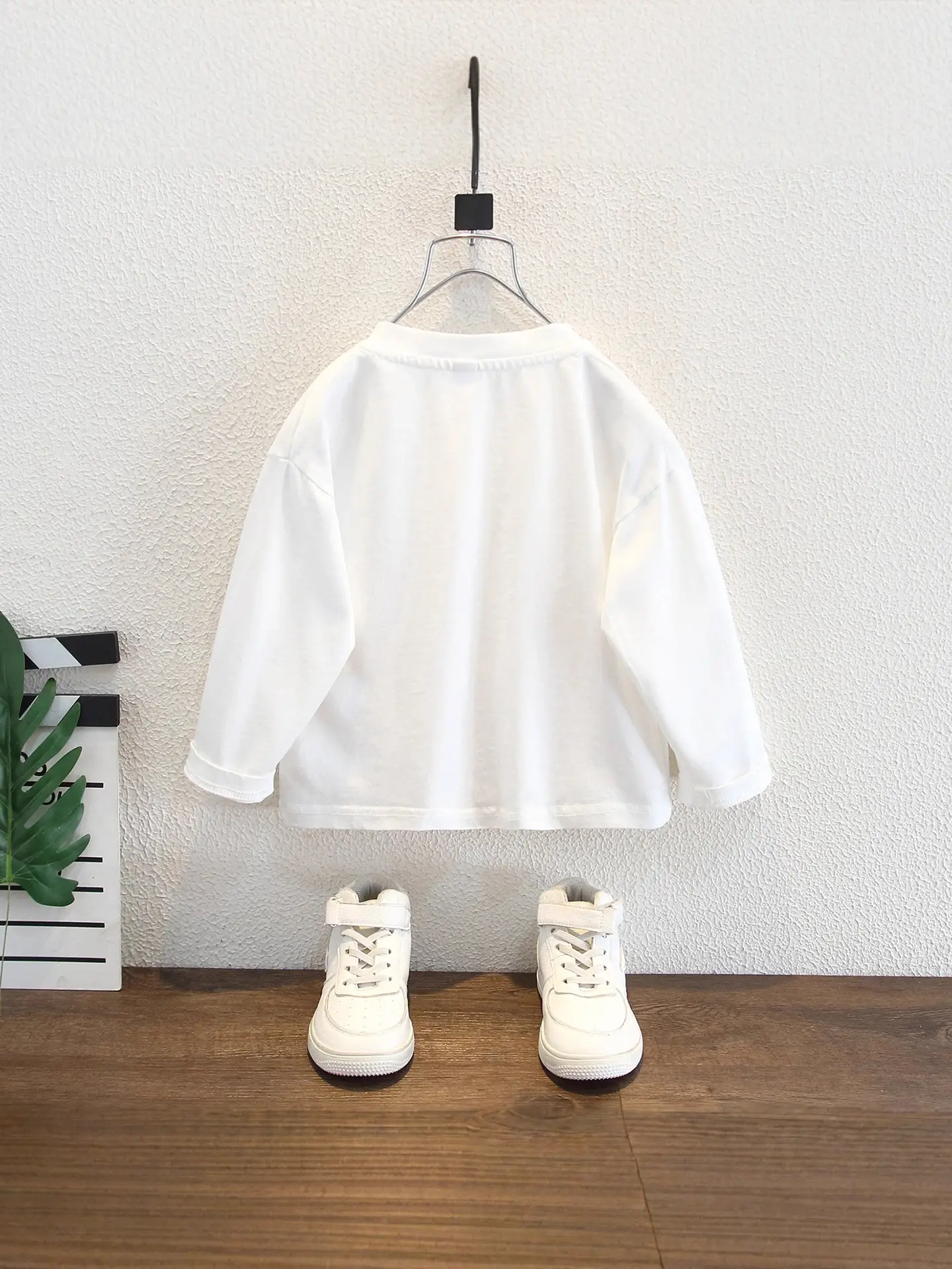 Boys White Letter Print Long Sleeve T-Shirt Set