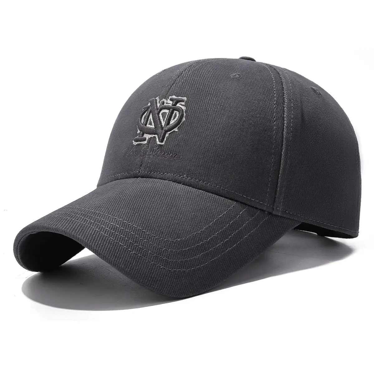 Beige Embroidered Baseball Cap with Curved Brim - Image 3