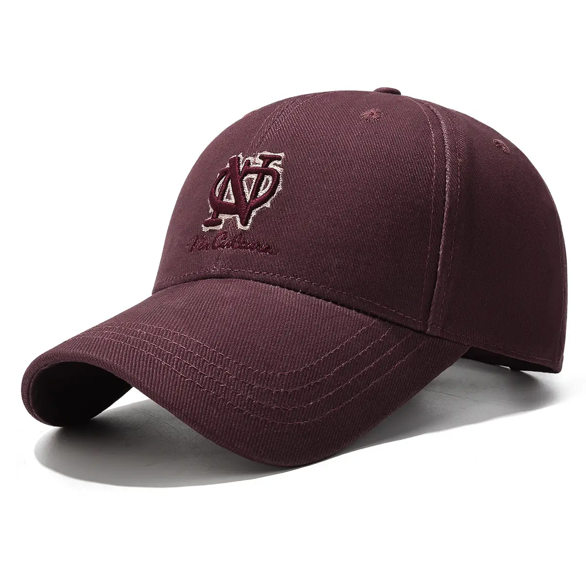 Beige Embroidered Baseball Cap with Curved Brim - Image 4