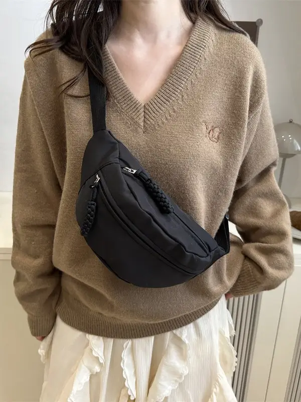 Men Japanese Style Casual Shoulder Crossbody Bag Black - Image 10