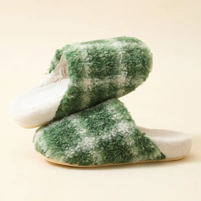 Cross-Border Autumn and Winter New Children's Plush Slippers, Fashionable Striped Contrasting Colors, Warm Men's Plush Cotton Slippers for Home and Outdoor Wear - Image 6