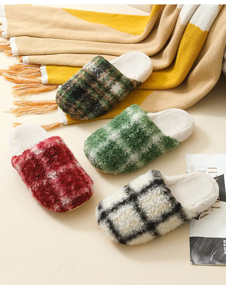 Cross-Border Autumn and Winter New Children's Plush Slippers, Fashionable Striped Contrasting Colors, Warm Men's Plush Cotton Slippers for Home and Outdoor Wear — feature 21