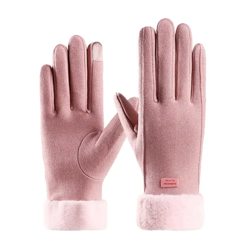 Women's Winter Gloves with Fleece Lining, Cute and Warm for Students, Suitable for Cycling, Cold Protection, Electric Scooter Use, Thickened for Autumn and Winter, Touchscreen Compatible