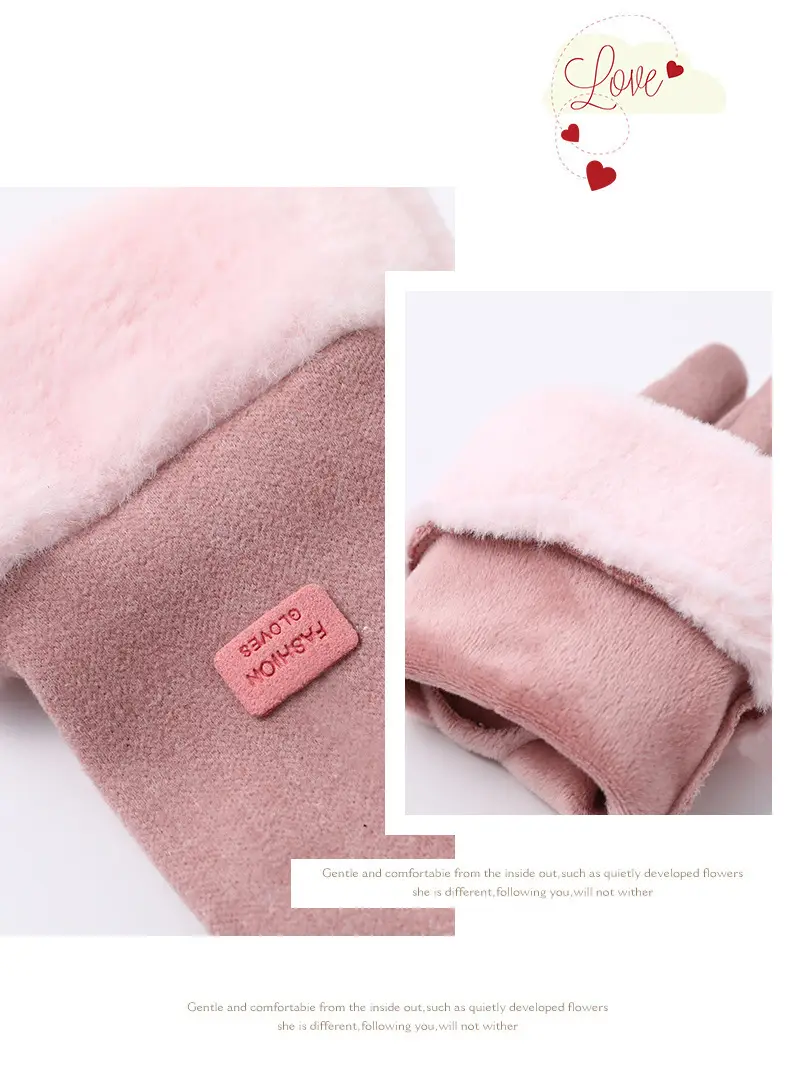 Women's Winter Gloves with Fleece Lining, Cute and Warm for Students, Suitable for Cycling, Cold Protection, Electric Scooter Use, Thickened for Autumn and Winter, Touchscreen Compatible — feature 10