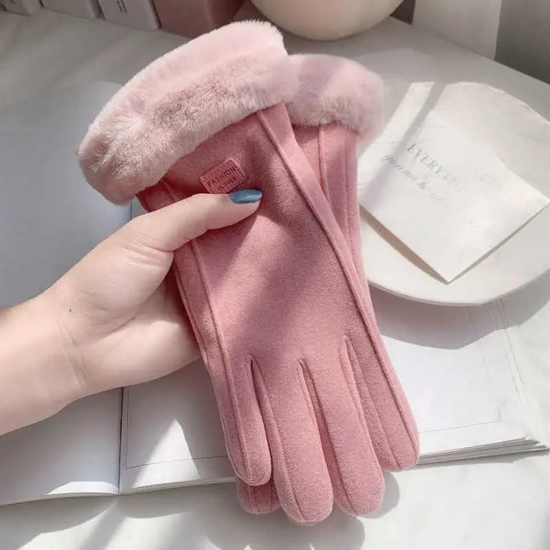 Women's Winter Gloves with Fleece Lining, Cute and Warm for Students, Suitable for Cycling, Cold Protection, Electric Scooter Use, Thickened for Autumn and Winter, Touchscreen Compatible