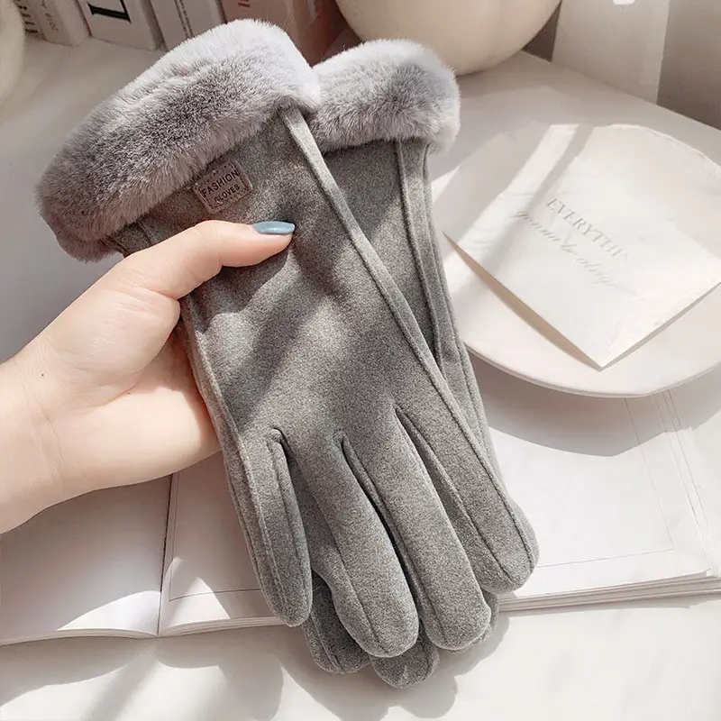 Women's Winter Gloves with Fleece Lining, Cute and Warm for Students, Suitable for Cycling, Cold Protection, Electric Scooter Use, Thickened for Autumn and Winter, Touchscreen Compatible