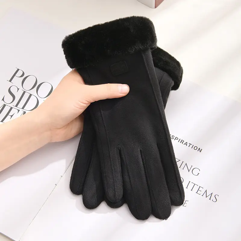 Women's Winter Gloves with Fleece Lining, Cute and Warm for Students, Suitable for Cycling, Cold Protection, Electric Scooter Use, Thickened for Autumn and Winter, Touchscreen Compatible