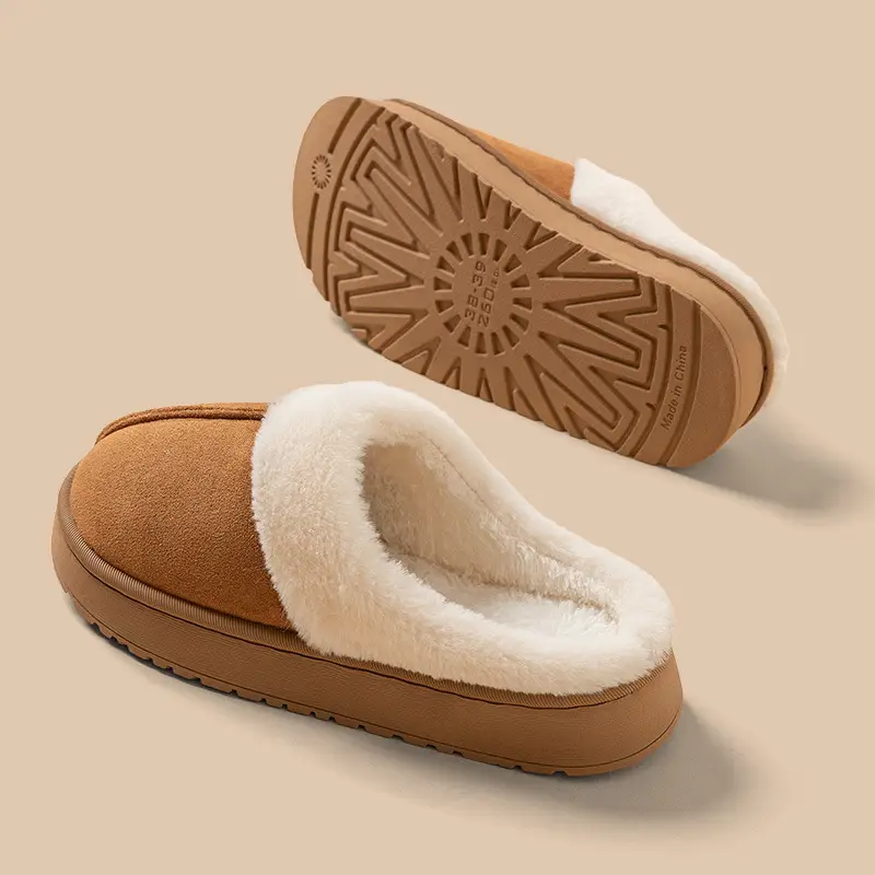 Couple Warm Cotton Slippers Brown Winter Indoor