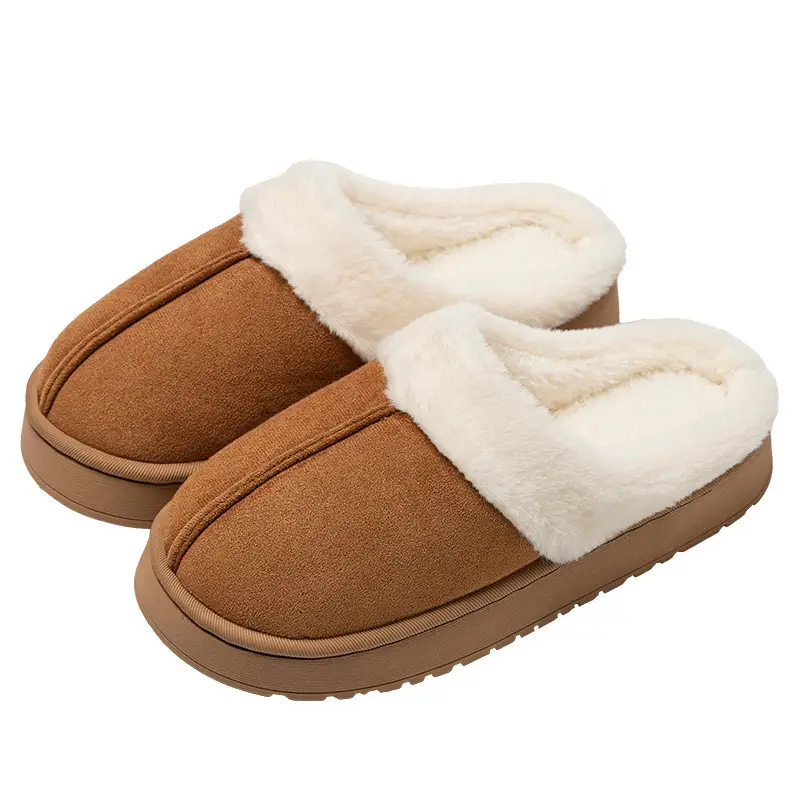 Couple Warm Cotton Slippers Brown Winter Indoor