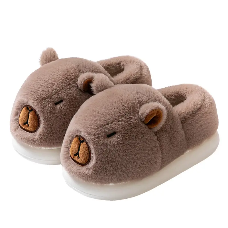 Capybara-Style Closed-Back Cotton Slippers for Men, 2026 New Autumn and Winter Non-Slip, Warm, Silent, Furry Cotton Shoes for Women - Image 14