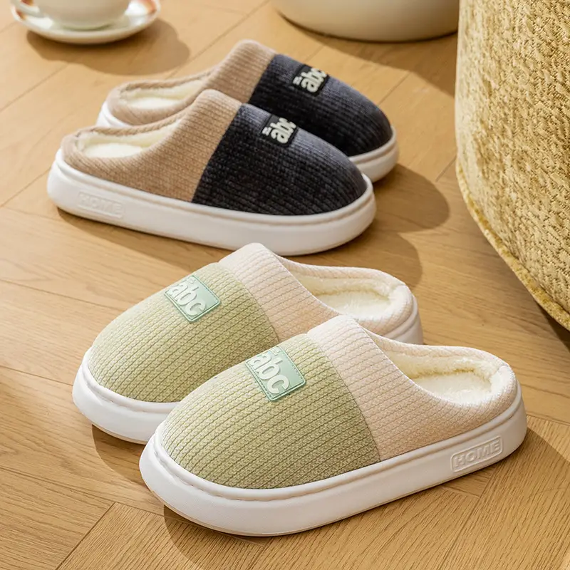 Women Cotton Winter Slippers Pink White 2025