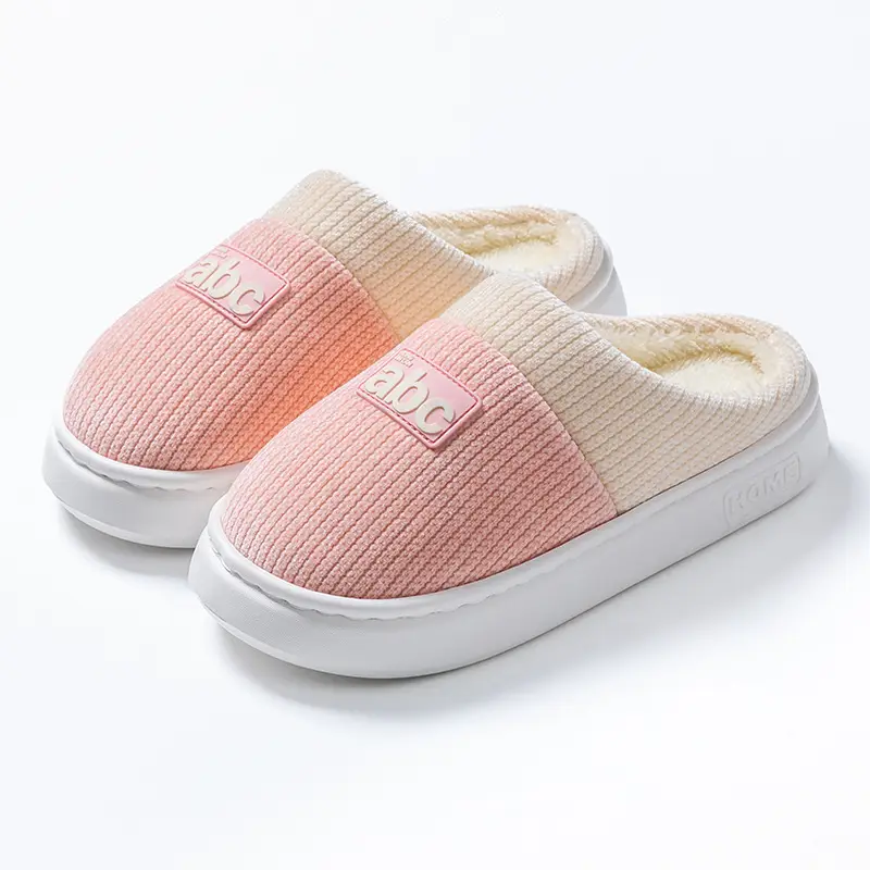 Women Cotton Winter Slippers Pink White 2025