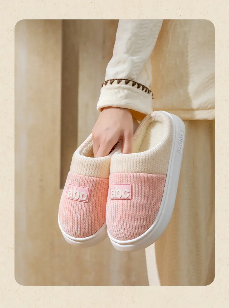 Women Cotton Winter Slippers Pink White 2025 — feature 13