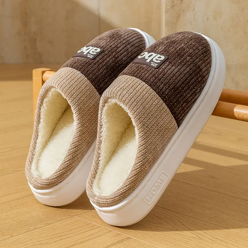 Women Cotton Winter Slippers Pink White 2025