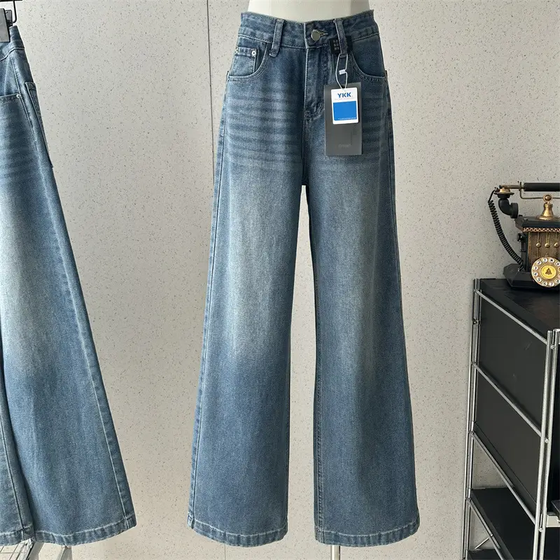 Dark Blue Slimming Wide Leg Jeans for Women — feature 4