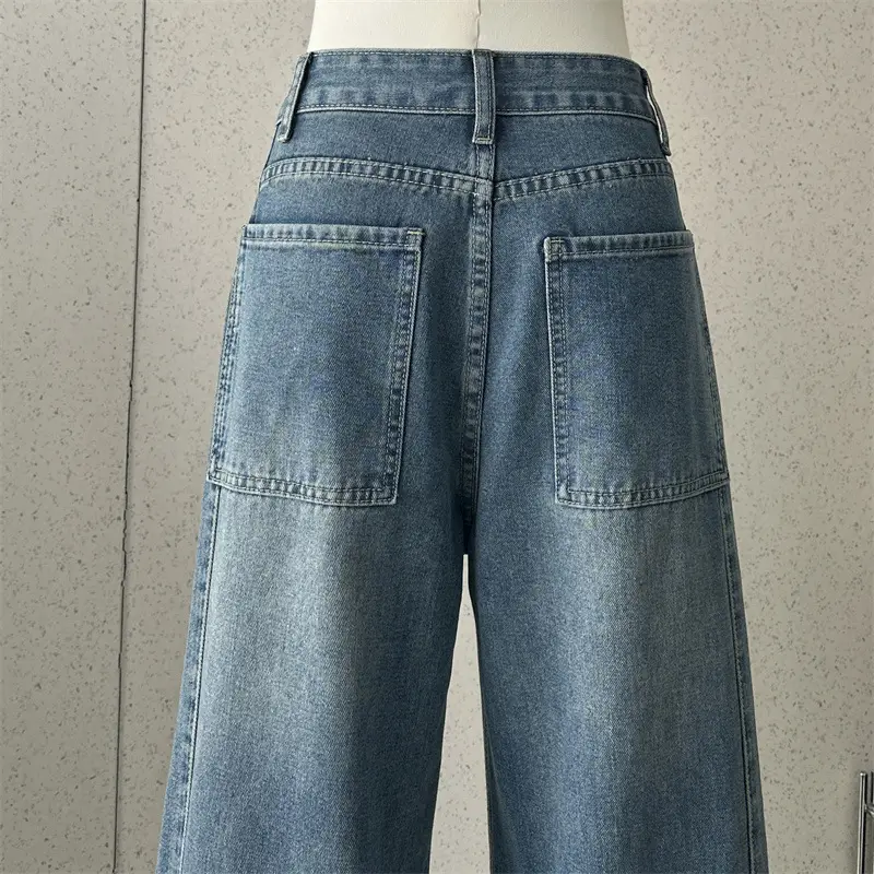 Dark Blue Slimming Wide Leg Jeans for Women — feature 6