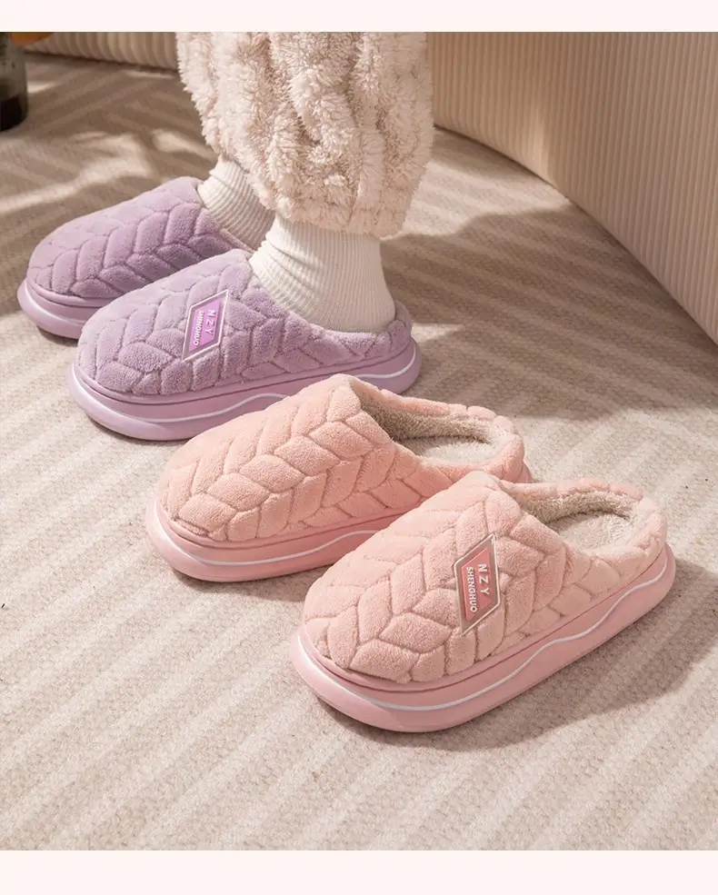 Cotton Slippers for Women New Anti-Slip Indoor Thick-Soled Plush Cotton Shoes Warm Couple Home Winter Furry Slippers for Men — feature 13