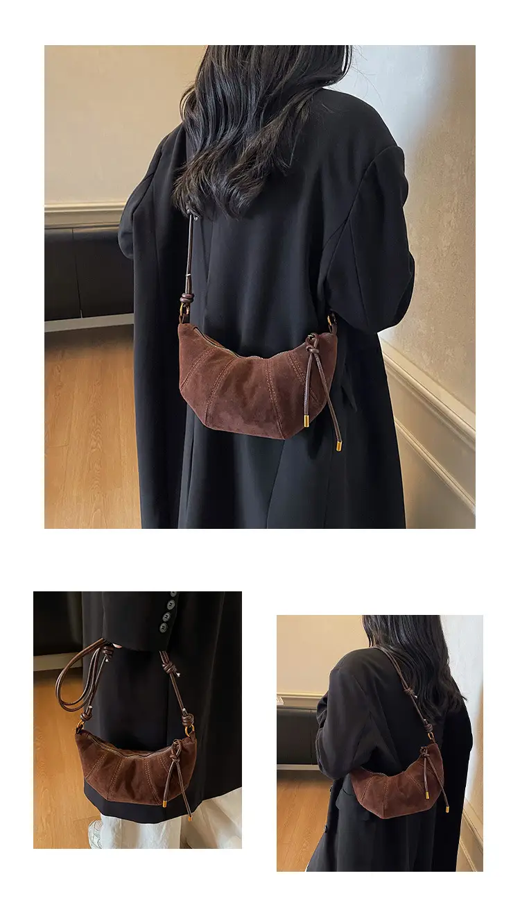 Vintage Brown Croc Texture Shoulder Bag for Women — feature 14