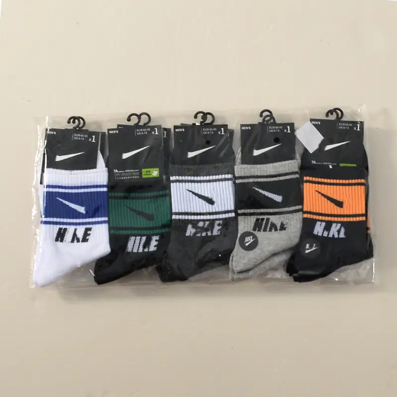 5 Pairs of Naike Autumn and Winter Men's Mid-Calf Socks, Versatile, Sweat-Absorbent, Breathable Cotton Colorful Sports Socks, Trendy Casual Socks