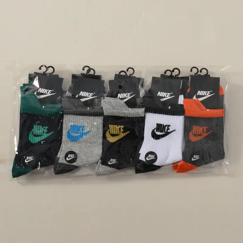 5 Pairs of Naike Autumn and Winter Men's Mid-Calf Socks, Versatile, Sweat-Absorbent, Breathable Cotton Colorful Sports Socks, Trendy Casual Socks