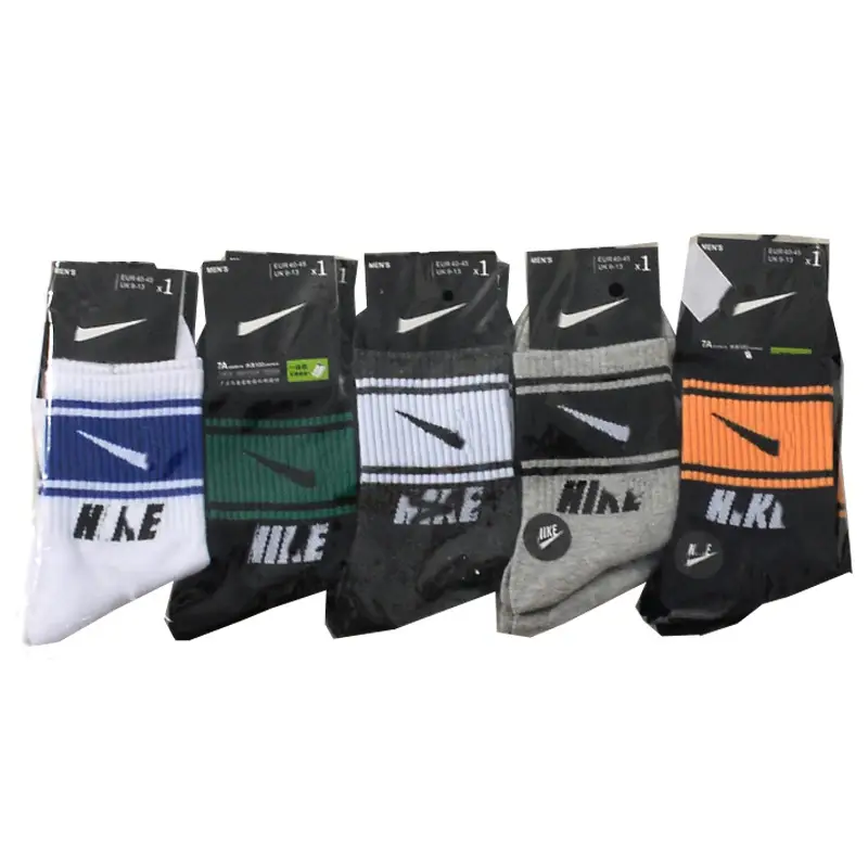 5 Pairs of Naike Autumn and Winter Men's Mid-Calf Socks, Versatile, Sweat-Absorbent, Breathable Cotton Colorful Sports Socks, Trendy Casual Socks