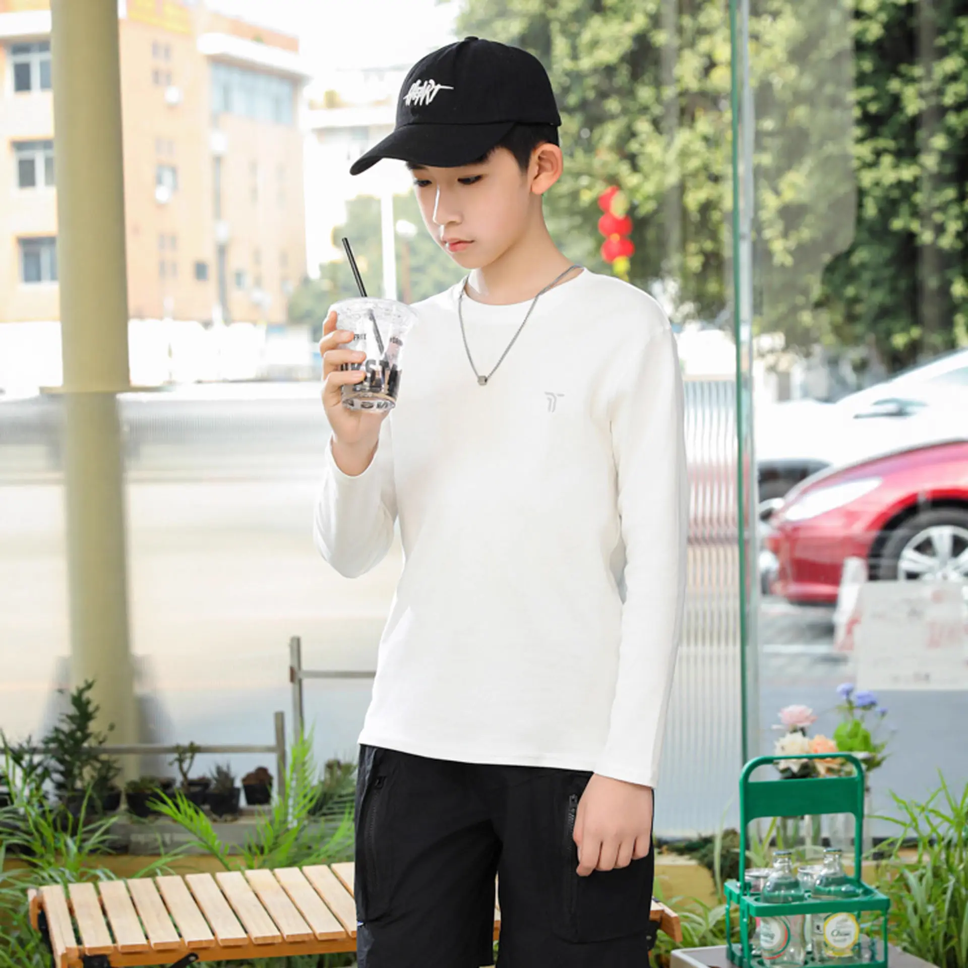 Boys Long Sleeve Cotton T-Shirt Medium Large - Image 5