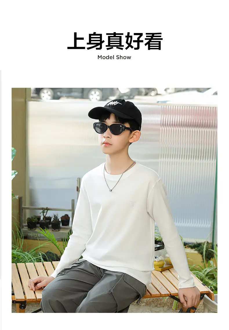 Boys Long Sleeve Cotton T-Shirt Medium Large — feature 12