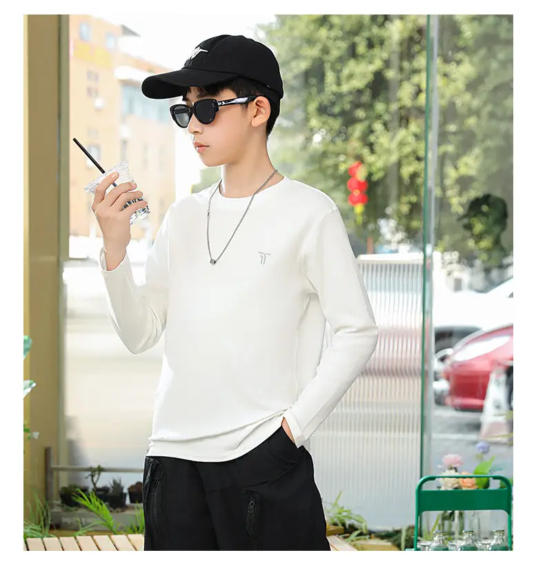 Boys Long Sleeve Cotton T-Shirt Medium Large — feature 14