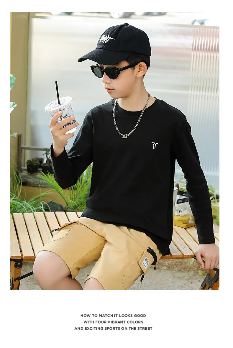 Boys Long Sleeve Cotton T-Shirt Medium Large — feature 16