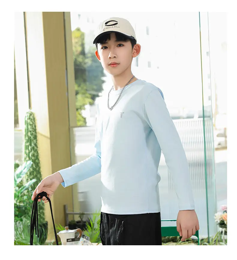 Boys Long Sleeve Cotton T-Shirt Medium Large — feature 19