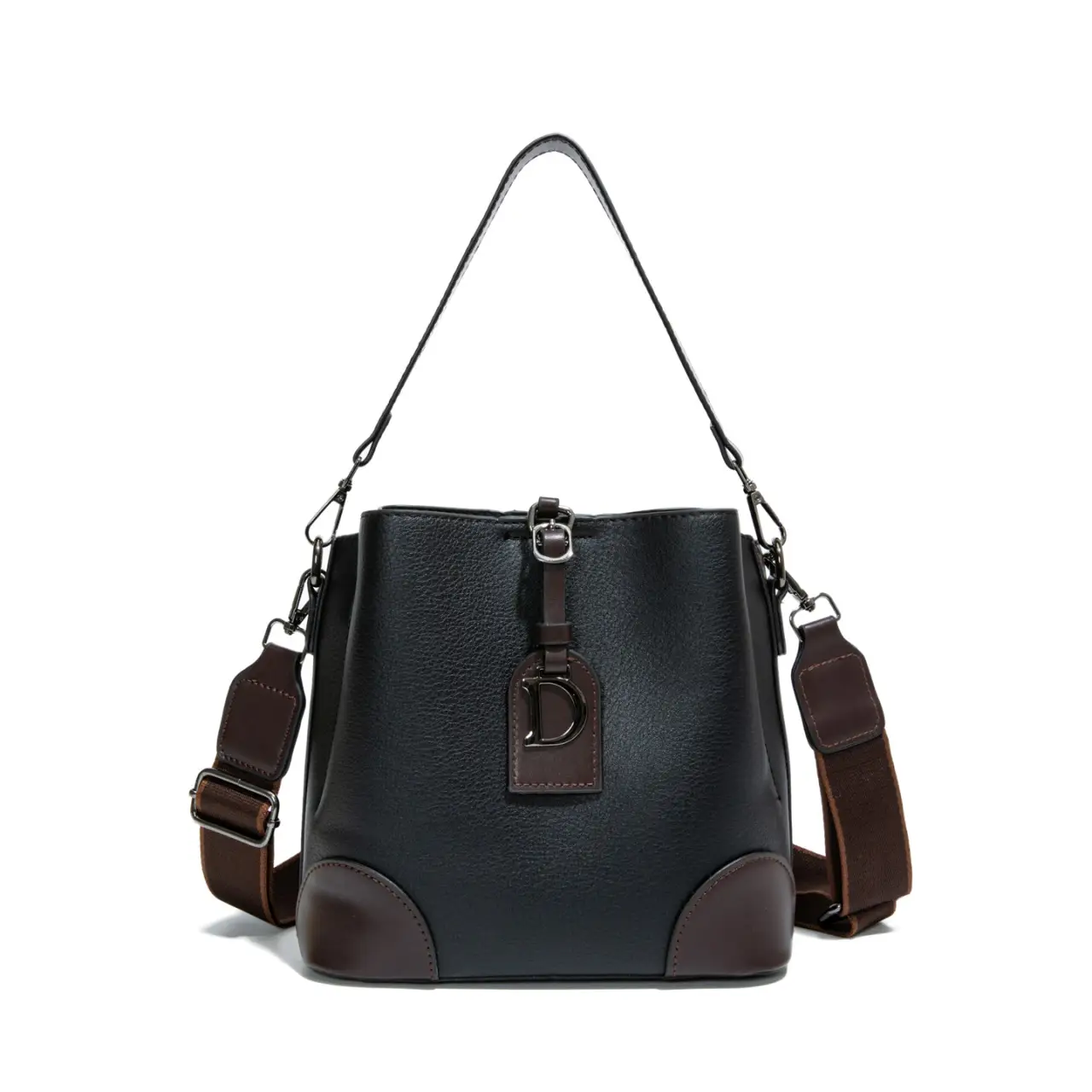 Women's Brown Bucket Bag Large Capacity Korean Style - Image 7