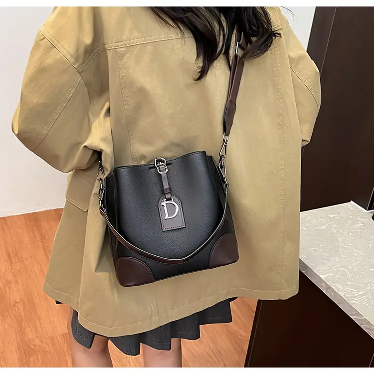 Women's Brown Bucket Bag Large Capacity Korean Style — feature 20