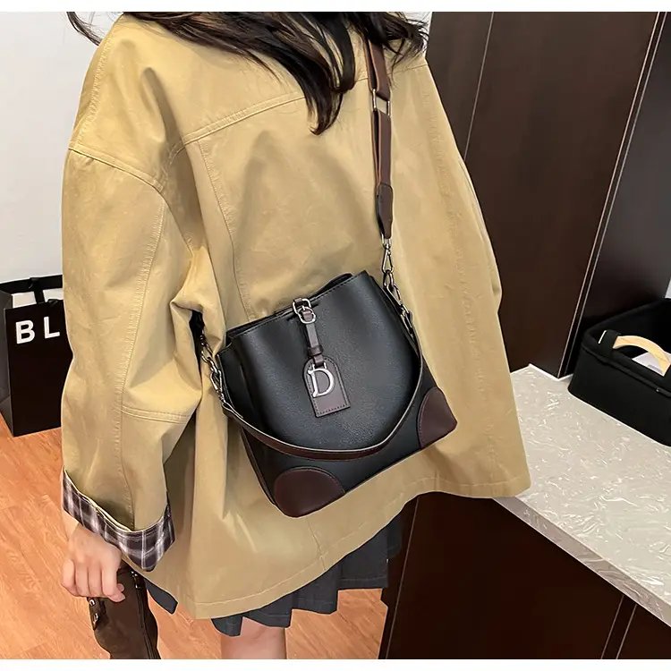 Women's Brown Bucket Bag Large Capacity Korean Style — feature 21