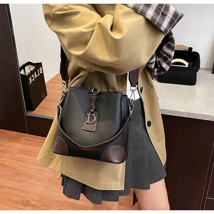 Women's Brown Bucket Bag Large Capacity Korean Style — feature 22