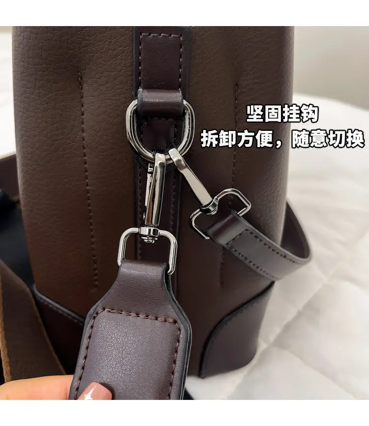 Women's Brown Bucket Bag Large Capacity Korean Style — feature 6