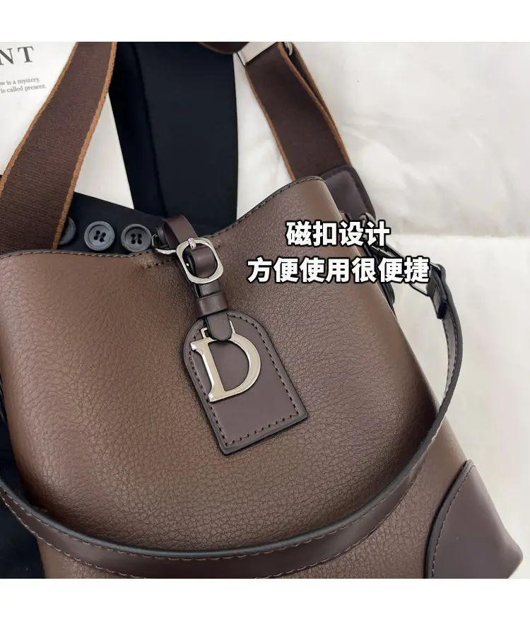 Women's Brown Bucket Bag Large Capacity Korean Style — feature 7