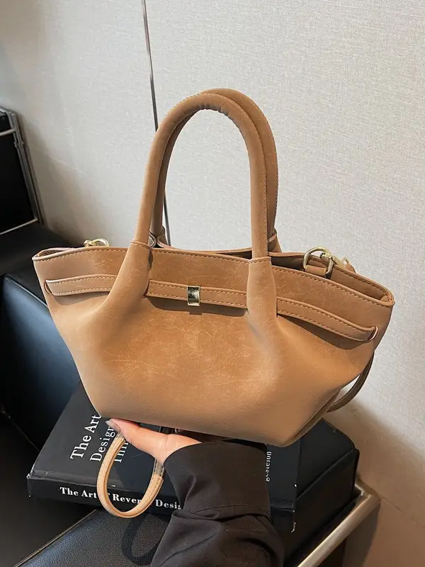 Women Large Capacity Tan Leather Tote Bag 2025 - Image 5